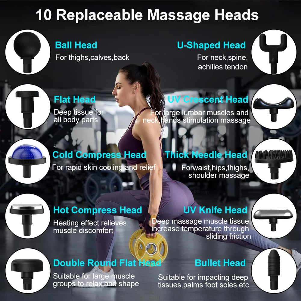 Pistola de Massagem de Fáscia com Cabo Extensível
